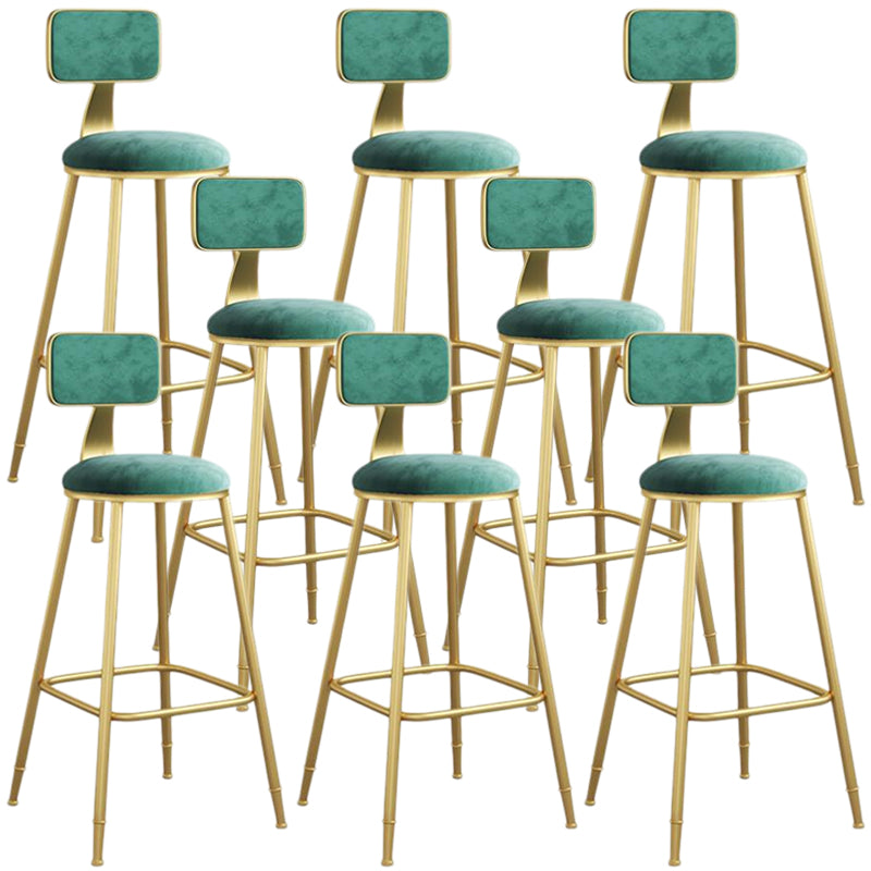 Nordic Armless Backrest Counter Stool Iron Dining Room Bar Stool with Velvet Cushion