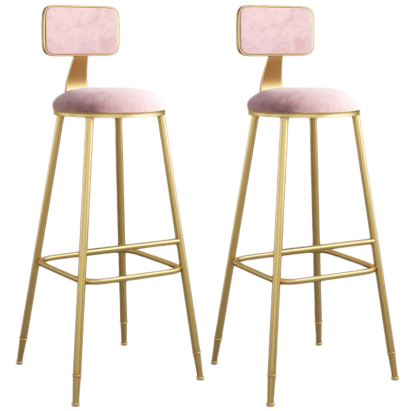 Nordic Armless Backrest Counter Stool Iron Dining Room Bar Stool with Velvet Cushion