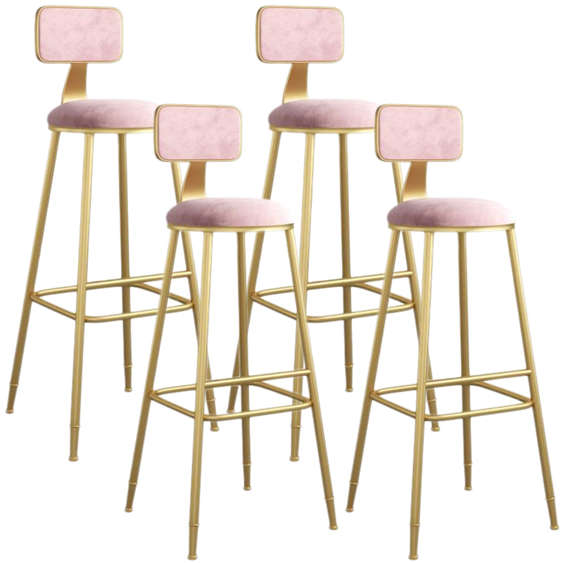Nordic Armless Backrest Counter Stool Iron Dining Room Bar Stool with Velvet Cushion