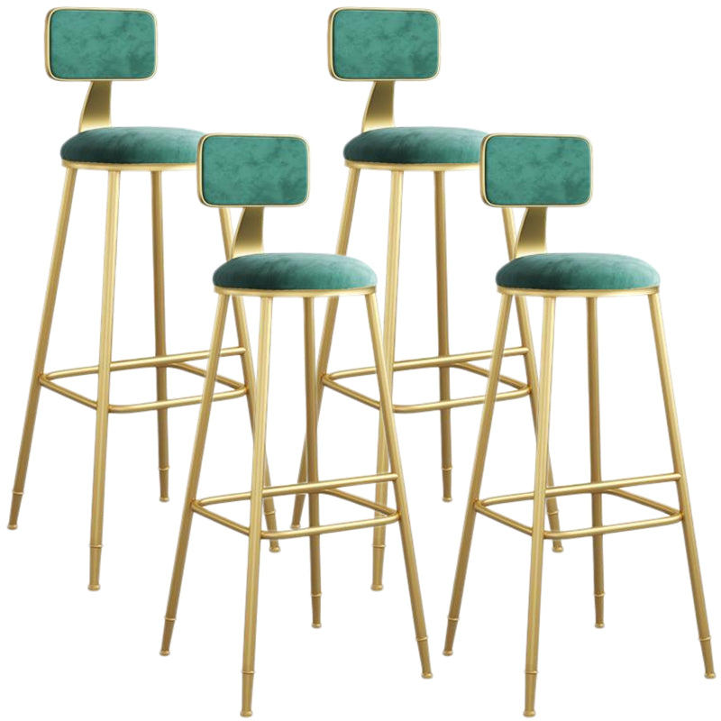 Nordic Armless Backrest Counter Stool Iron Dining Room Bar Stool with Velvet Cushion
