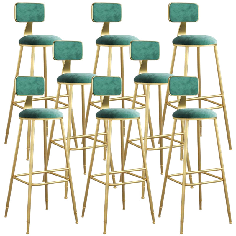 Nordic Armless Backrest Counter Stool Iron Dining Room Bar Stool with Velvet Cushion
