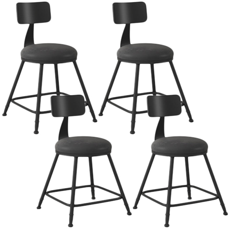 Industrial Armless Backrest Counter Stool Iron Dining Room Bar Stool with Seat and Pedal