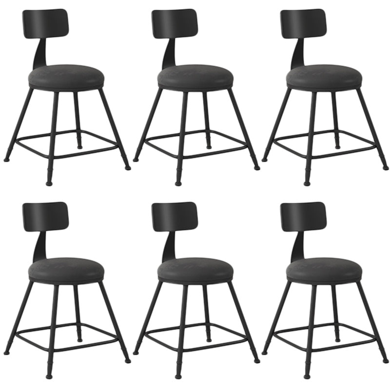 Industrial Armless Backrest Counter Stool Iron Dining Room Bar Stool with Seat and Pedal