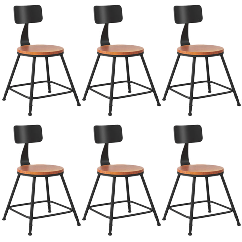 Industrial Armless Backrest Counter Stool Iron Dining Room Bar Stool with Seat and Pedal
