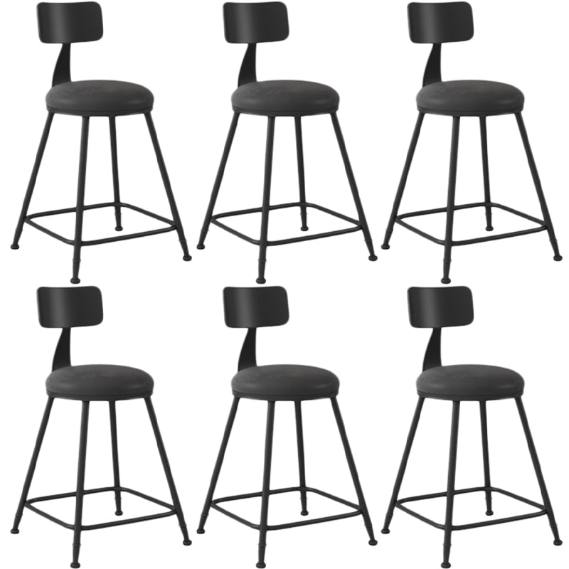 Industrial Armless Backrest Counter Stool Iron Dining Room Bar Stool with Seat and Pedal