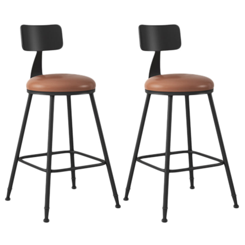 Industrial Armless Backrest Counter Stool Iron Dining Room Bar Stool with Seat and Pedal