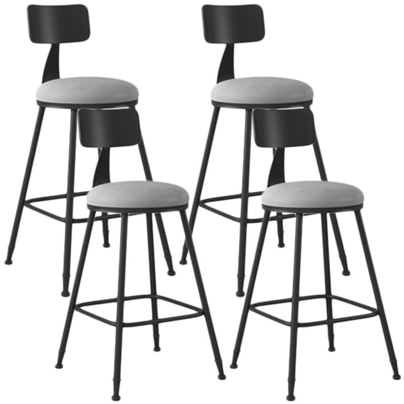 Industrial Armless Backrest Counter Stool Iron Dining Room Bar Stool with Seat and Pedal
