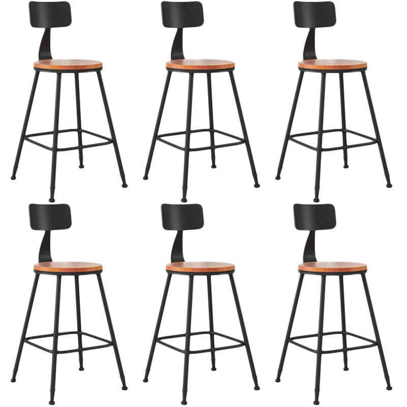 Industrial Armless Backrest Counter Stool Iron Dining Room Bar Stool with Seat and Pedal