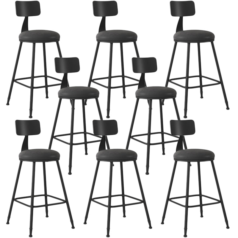 Industrial Armless Backrest Counter Stool Iron Dining Room Bar Stool with Seat and Pedal