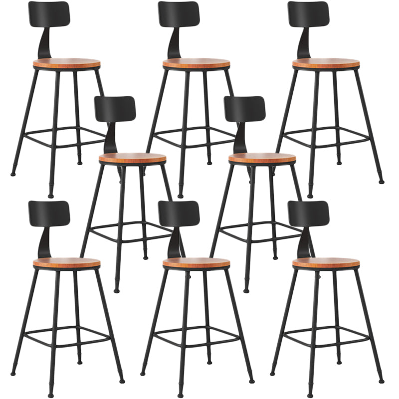 Industrial Armless Backrest Counter Stool Iron Dining Room Bar Stool with Seat and Pedal