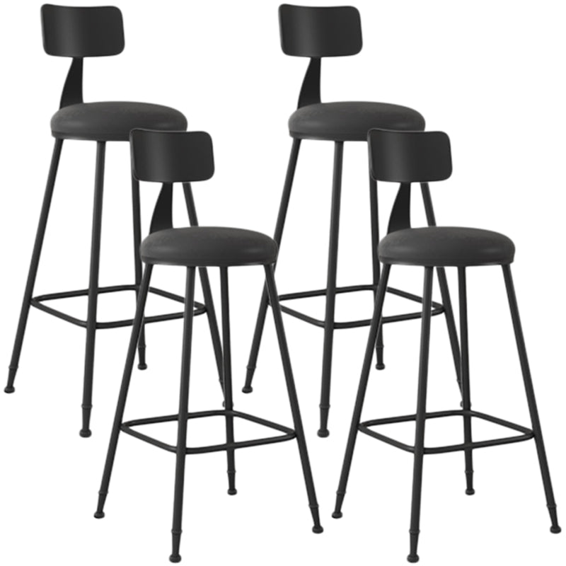 Industrial Armless Backrest Counter Stool Iron Dining Room Bar Stool with Seat and Pedal