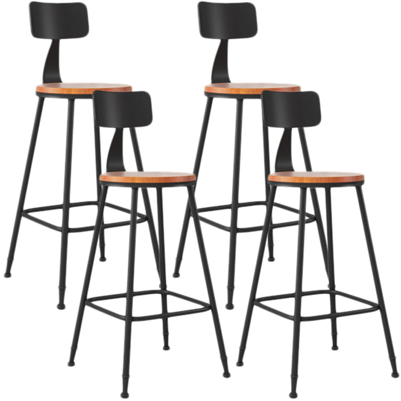 Industrial Armless Backrest Counter Stool Iron Dining Room Bar Stool with Seat and Pedal