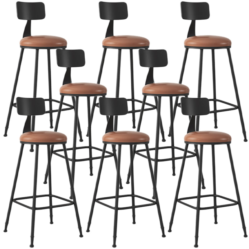 Industrial Armless Backrest Counter Stool Iron Dining Room Bar Stool with Seat and Pedal