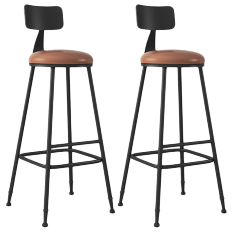 Industrial Armless Backrest Counter Stool Iron Dining Room Bar Stool with Seat and Pedal