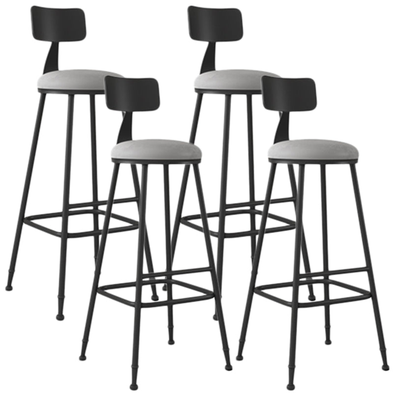 Industrial Armless Backrest Counter Stool Iron Dining Room Bar Stool with Seat and Pedal
