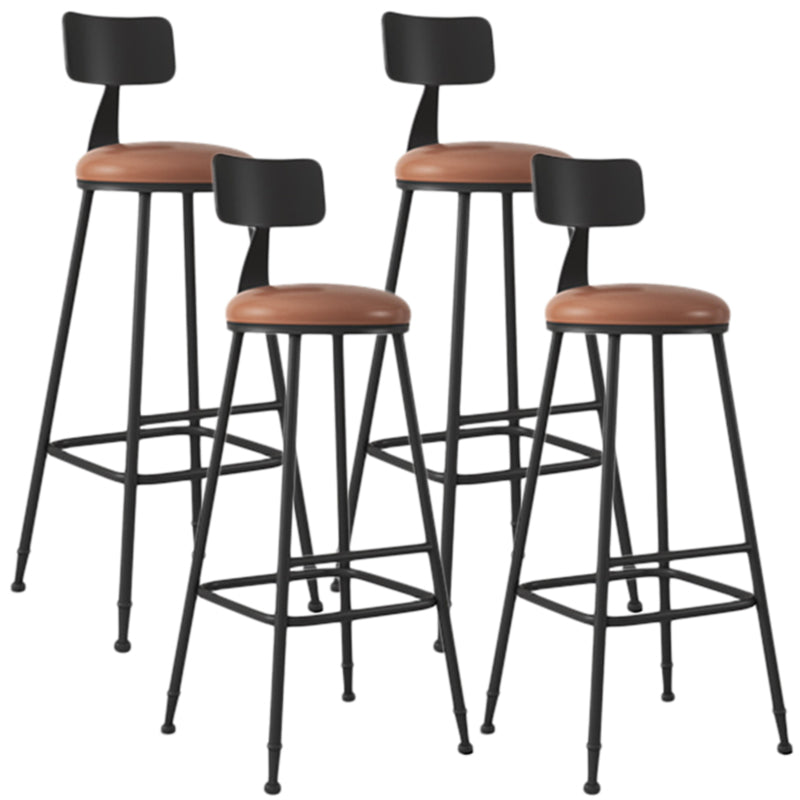 Industrial Armless Backrest Counter Stool Iron Dining Room Bar Stool with Seat and Pedal