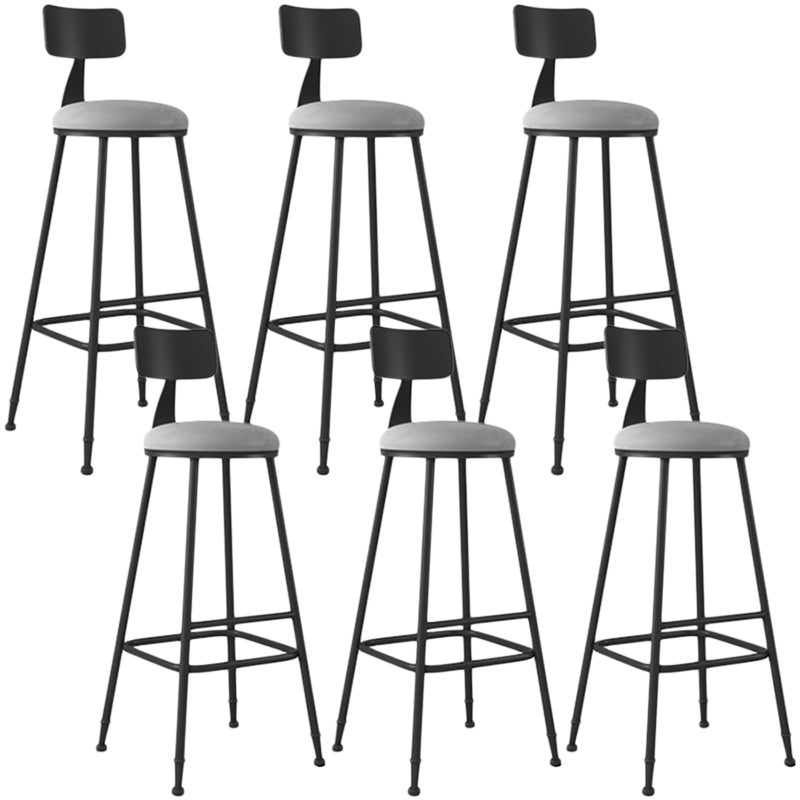 Industrial Armless Backrest Counter Stool Iron Dining Room Bar Stool with Seat and Pedal