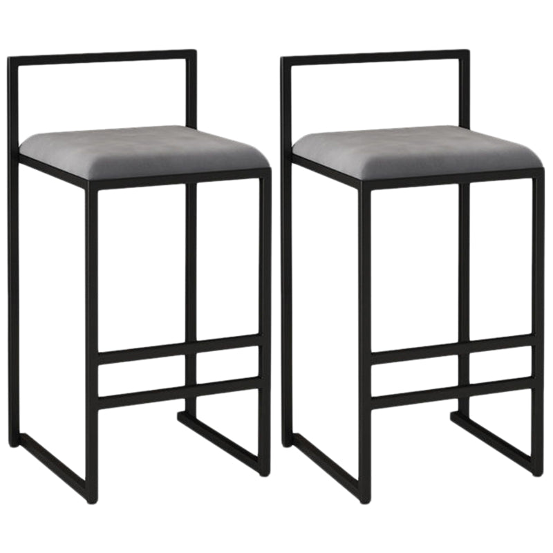 Modern Armless Backrest Counter Stool Iron Kitchen Bar Stool with Cushion and Pedal