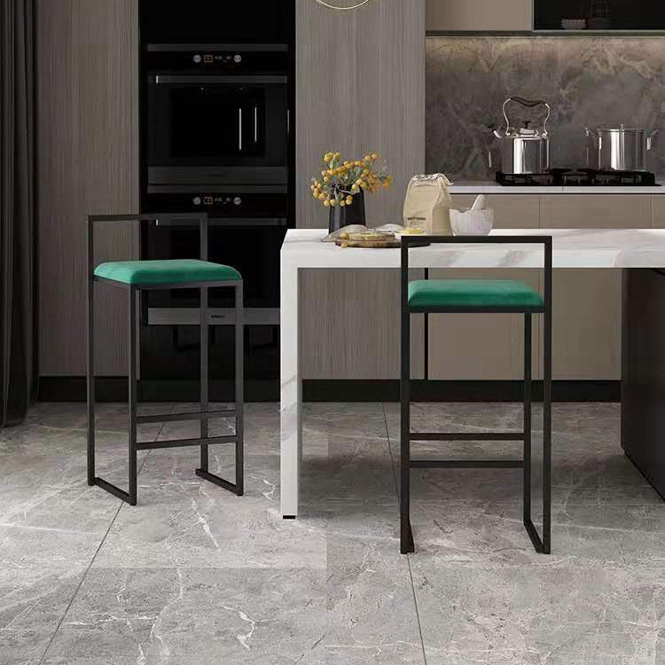 Modern Armless Backrest Counter Stool Iron Kitchen Bar Stool with Cushion and Pedal