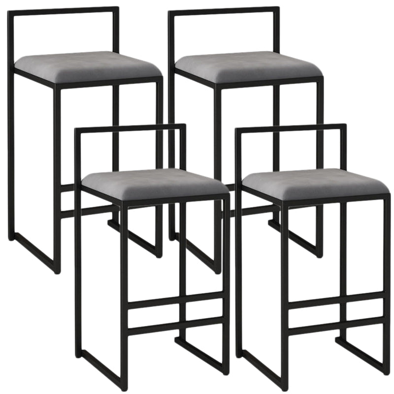Modern Armless Backrest Counter Stool Iron Kitchen Bar Stool with Cushion and Pedal