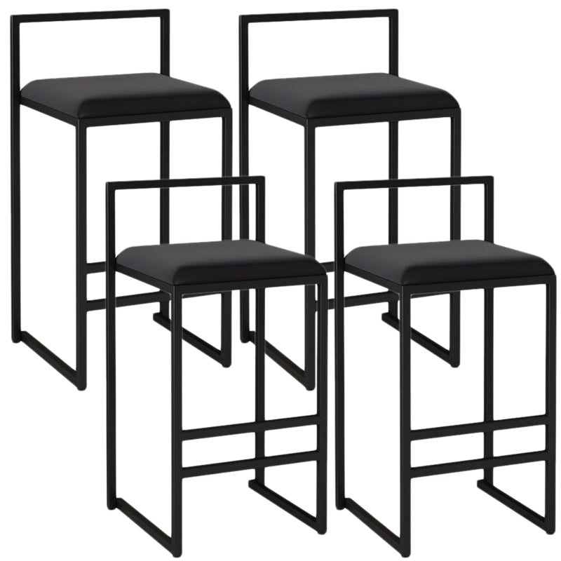 Modern Armless Backrest Counter Stool Iron Kitchen Bar Stool with Cushion and Pedal
