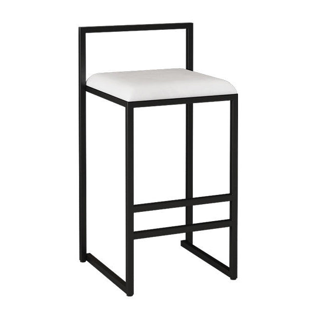 Modern Armless Backrest Counter Stool Iron Kitchen Bar Stool with Cushion and Pedal