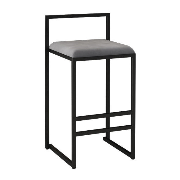 Modern Armless Backrest Counter Stool Iron Kitchen Bar Stool with Cushion and Pedal