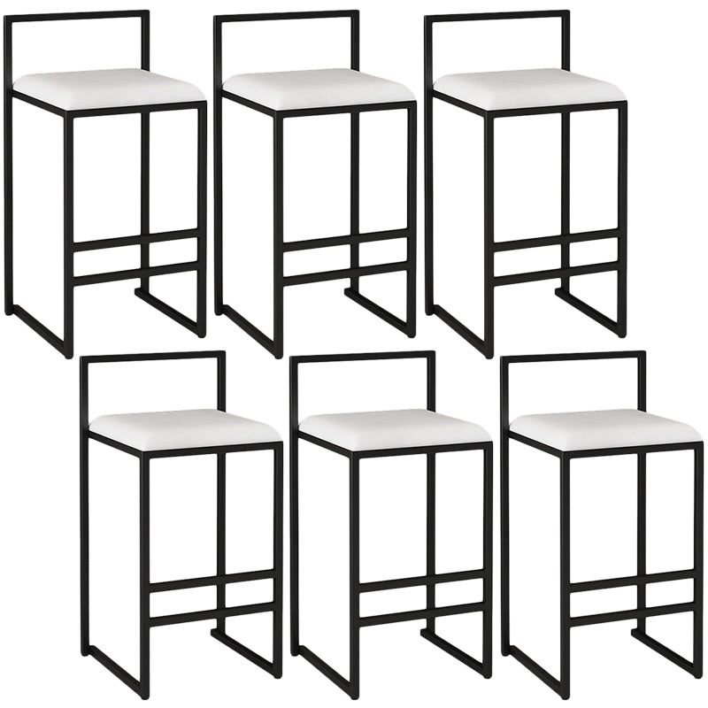 Modern Armless Backrest Counter Stool Iron Kitchen Bar Stool with Cushion and Pedal