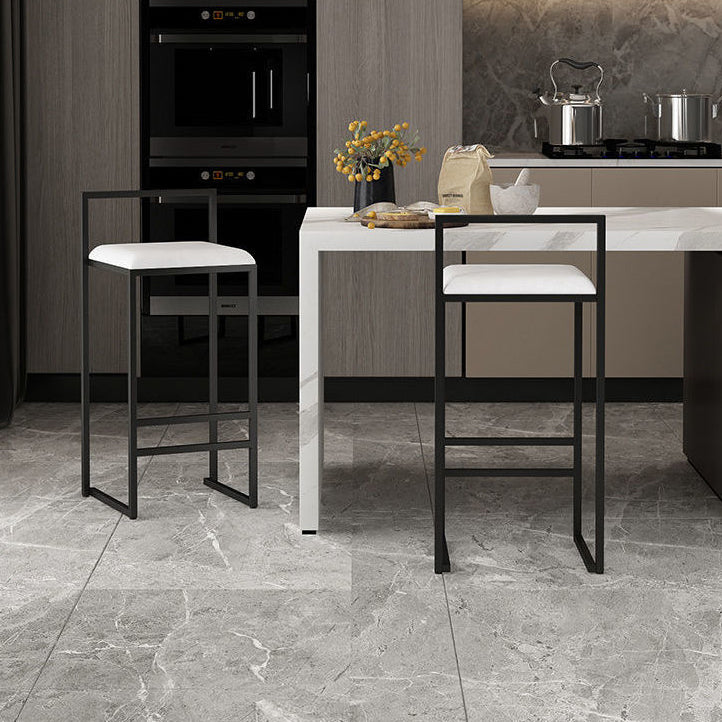 Modern Armless Backrest Counter Stool Iron Kitchen Bar Stool with Cushion and Pedal