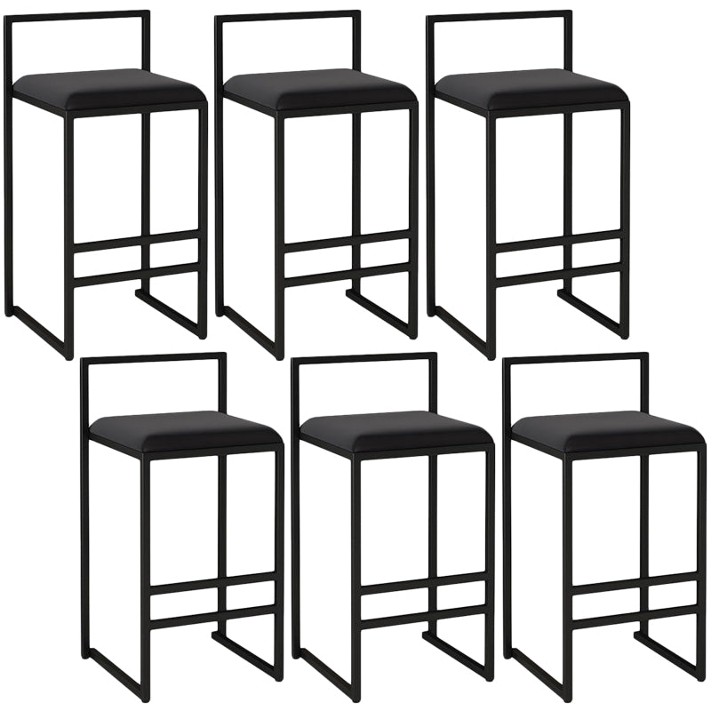 Modern Armless Backrest Counter Stool Iron Kitchen Bar Stool with Cushion and Pedal