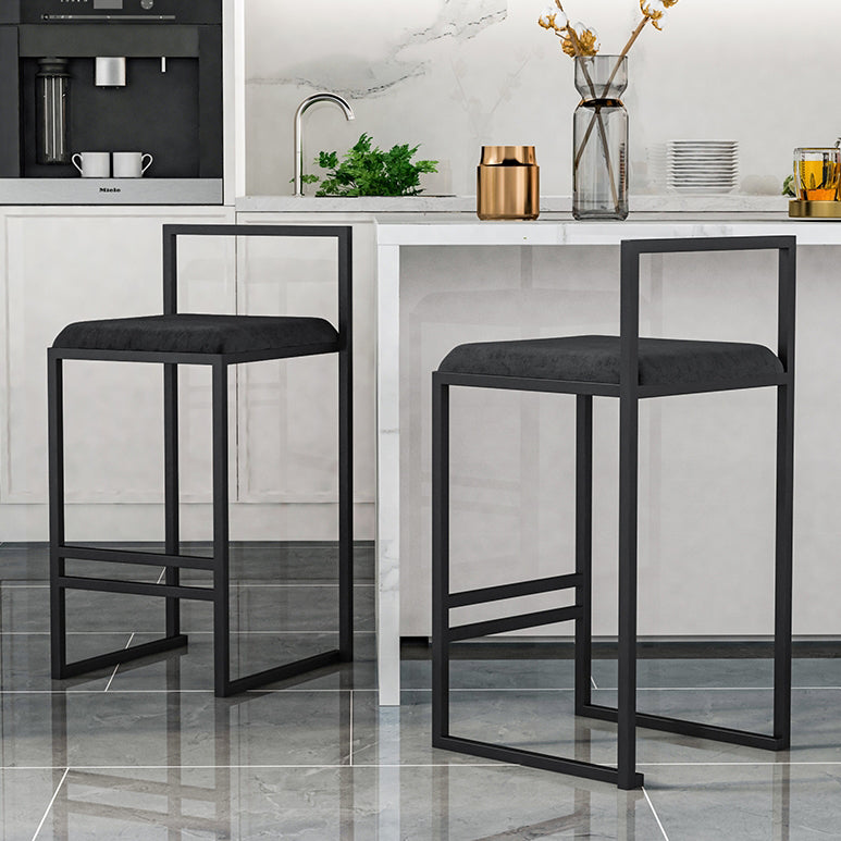 Modern Armless Backrest Counter Stool Iron Kitchen Bar Stool with Cushion and Pedal