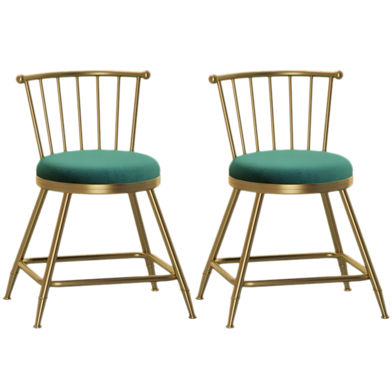 Nordic Armless Backrest Counter Stool Iron Cashier Bar Stool with Velvet Cushion and Pedal