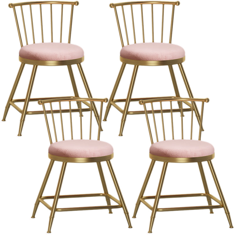 Nordic Armless Backrest Counter Stool Iron Cashier Bar Stool with Velvet Cushion and Pedal