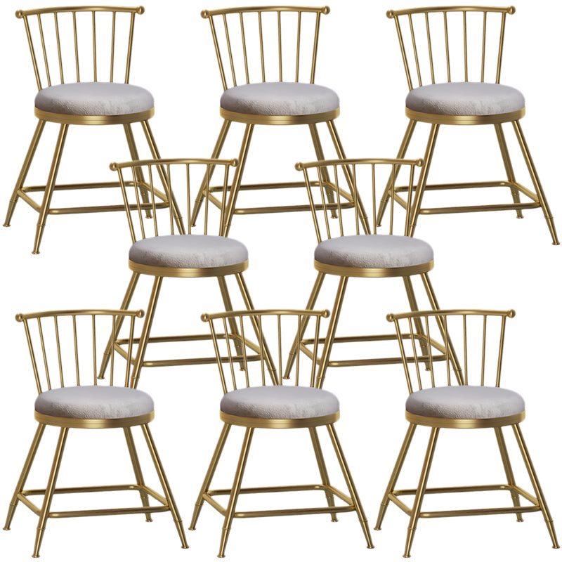 Nordic Armless Backrest Counter Stool Iron Cashier Bar Stool with Velvet Cushion and Pedal