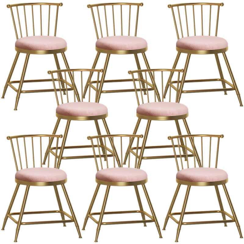 Nordic Armless Backrest Counter Stool Iron Cashier Bar Stool with Velvet Cushion and Pedal