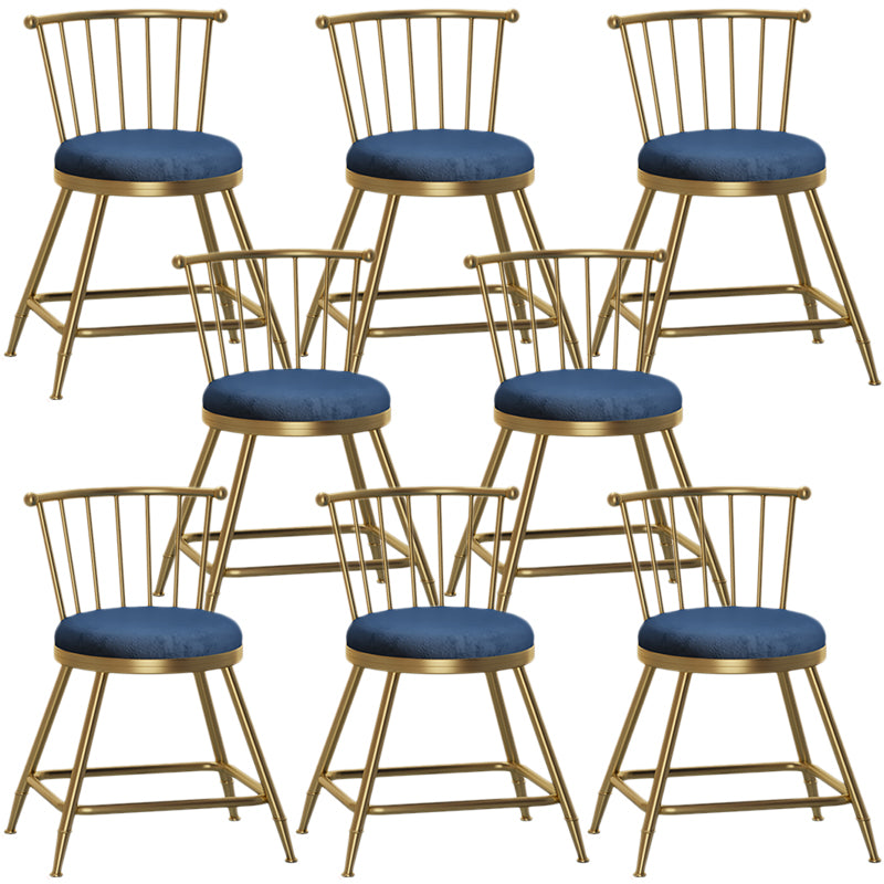 Nordic Armless Backrest Counter Stool Iron Cashier Bar Stool with Velvet Cushion and Pedal