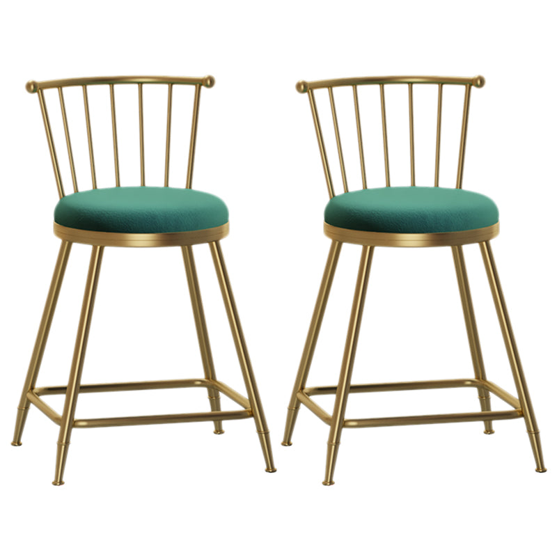 Nordic Armless Backrest Counter Stool Iron Cashier Bar Stool with Velvet Cushion and Pedal