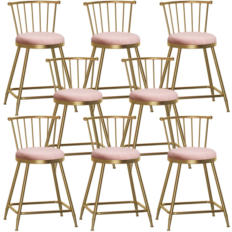 Nordic Armless Backrest Counter Stool Iron Cashier Bar Stool with Velvet Cushion and Pedal