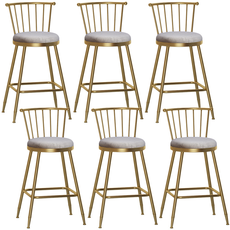 Nordic Armless Backrest Counter Stool Iron Cashier Bar Stool with Velvet Cushion and Pedal