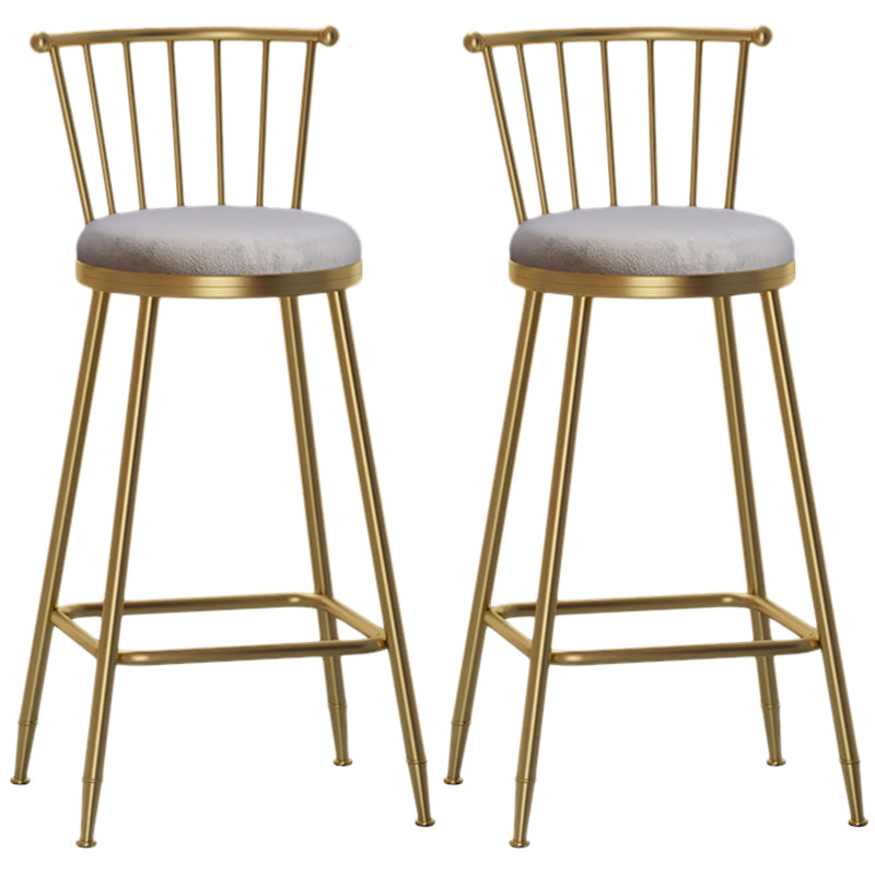 Nordic Armless Backrest Counter Stool Iron Cashier Bar Stool with Velvet Cushion and Pedal