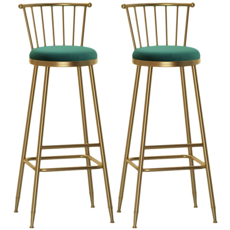 Nordic Armless Backrest Counter Stool Iron Cashier Bar Stool with Velvet Cushion and Pedal