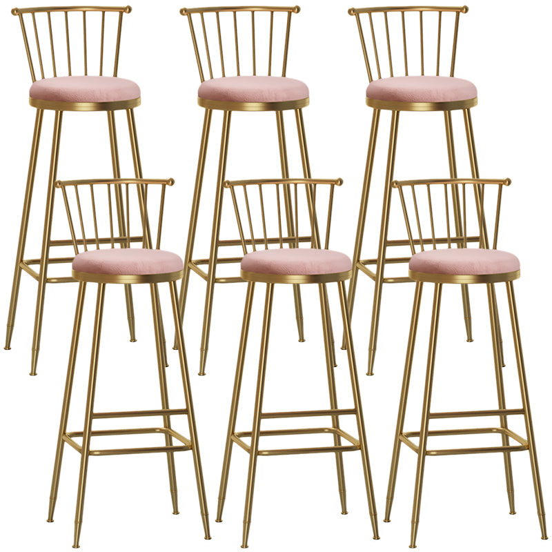 Nordic Armless Backrest Counter Stool Iron Cashier Bar Stool with Velvet Cushion and Pedal