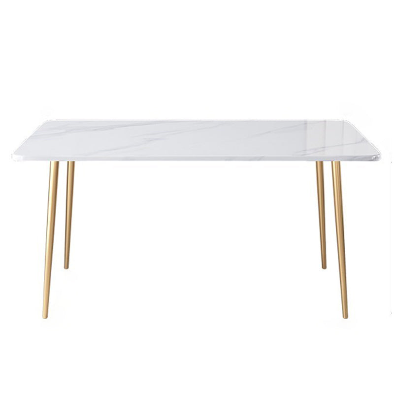 Glam Rectangle Dining Table Set 1/2/5 Pieces Dinette Set with White Sintered Stone Top