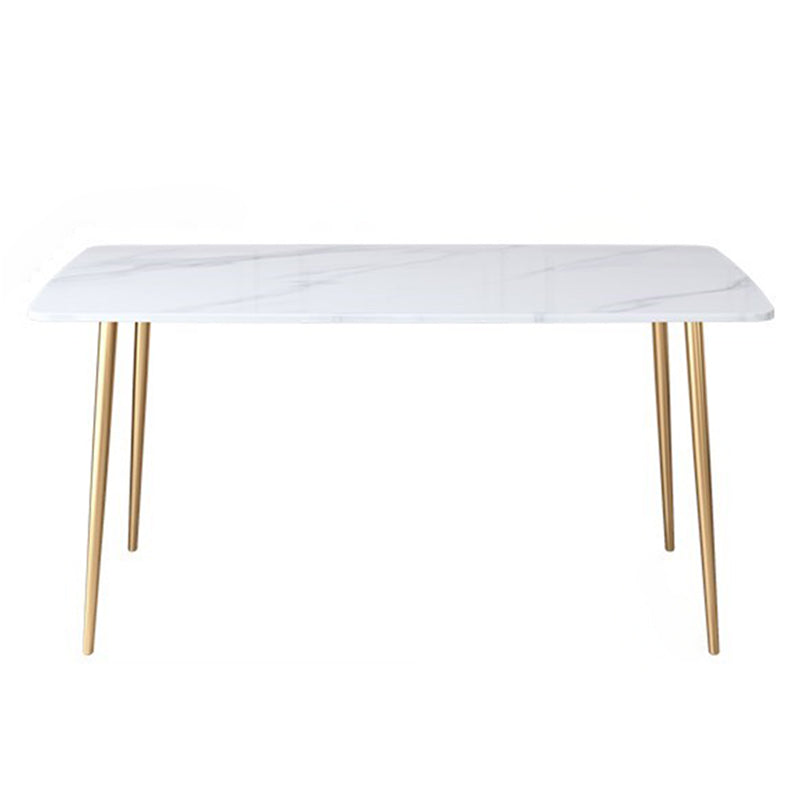 Glam Rectangle Dining Table Set 1/2/5 Pieces Dinette Set with White Sintered Stone Top