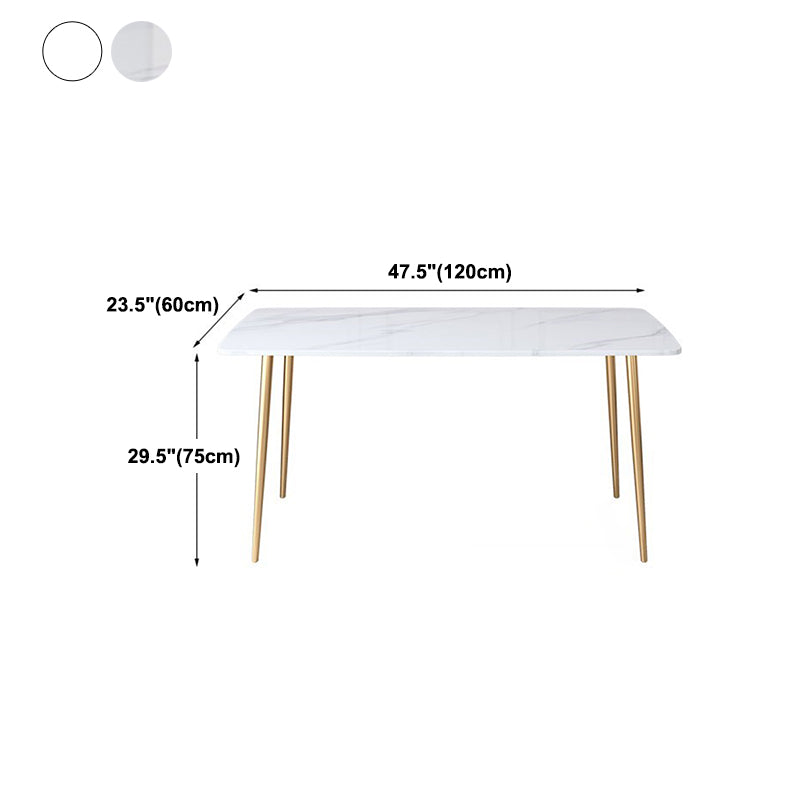 Glam Rectangle Dining Table Set 1/2/5 Pieces Dinette Set with White Sintered Stone Top
