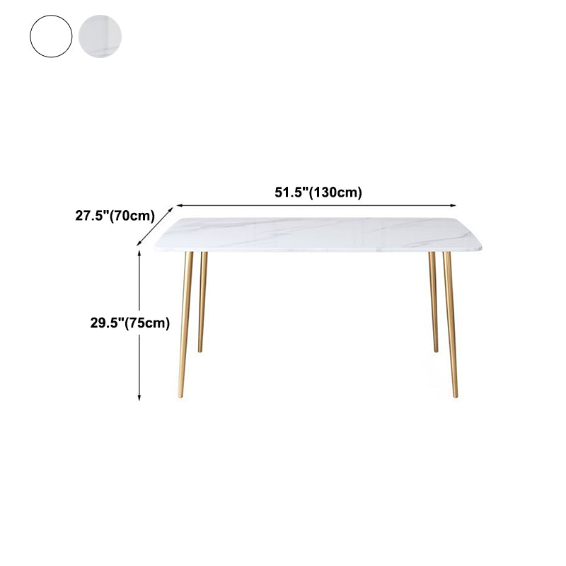 Glam Rectangle Dining Table Set 1/2/5 Pieces Dinette Set with White Sintered Stone Top