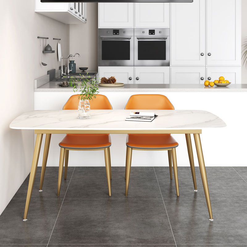 Glam Rectangle Dining Table Set 1/3/4/5 Pieces Dinette Set with White Sintered Stone Top