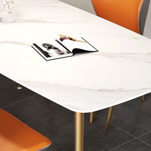 Glam Rectangle Dining Table Set 1/3/4/5 Pieces Dinette Set with White Sintered Stone Top