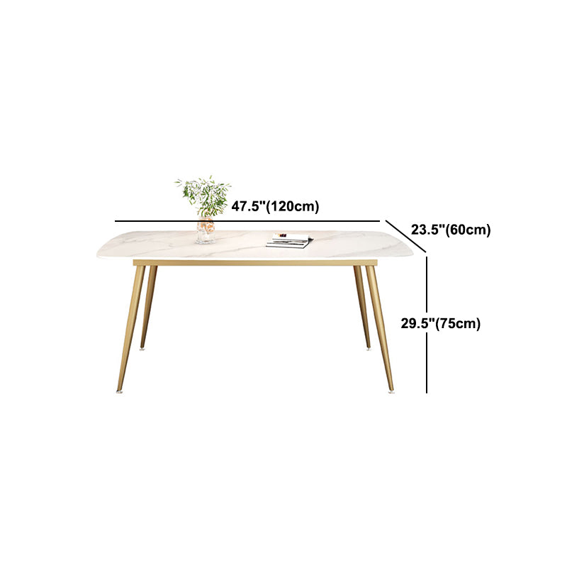 Glam Rectangle Dining Table Set 1/3/4/5 Pieces Dinette Set with White Sintered Stone Top
