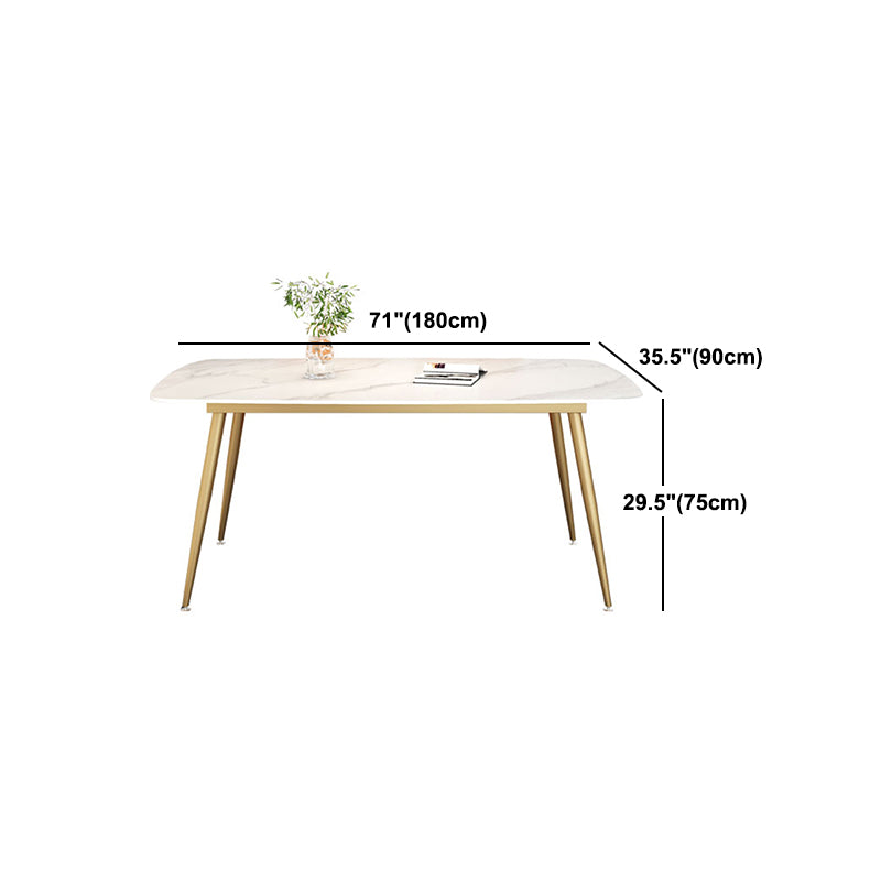 Glam Rectangle Dining Table Set 1/3/4/5 Pieces Dinette Set with White Sintered Stone Top